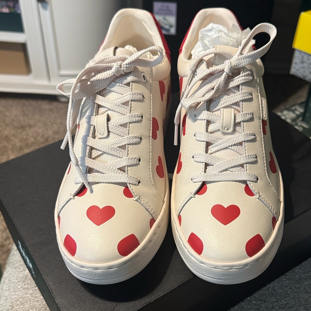 Coach Lowline Valentines Chalk Sport Red Sneakers - Picture 5 of 5